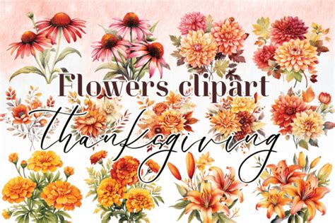 Fall Flowers Watercolor Clipart Graphic by sasikharn · Creative Fabrica