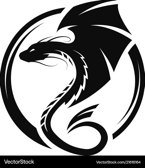 Winged dragon circle logo symbol Royalty Free Vector Image