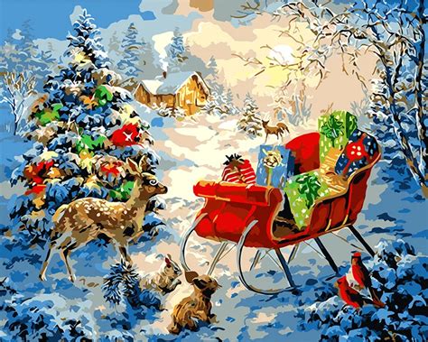 Merry Christmas Snow Christmas presents Home Decor Painting pictures By ...