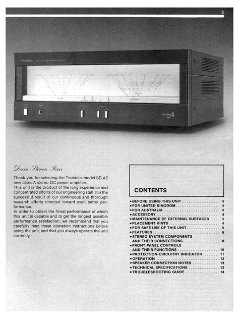 TECHNICS SE-A5 AMPLIFIER USER MANUAL Service Manual download, schematics, eeprom, repair info ...