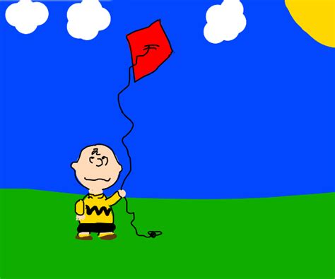 Charlie Brown flying his kite - Drawception