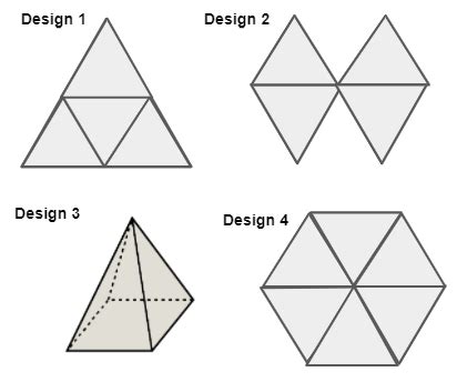 Which of the following net gives a triangular pyramid?