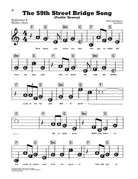 The 59th Street Bridge Song (Feelin' Groovy) Sheet Music | Simon & Garfunkel | E-Z Play Today