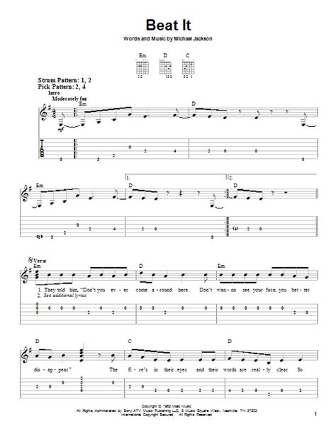 Beat It by Michael Jackson - Easy Guitar Tab - Guitar Instructor