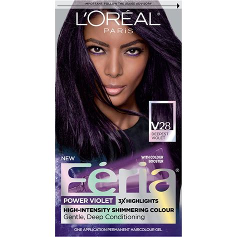 L'Oreal Paris Feria Permanent Hair Color, V28 Midnight Violet Deepest ...