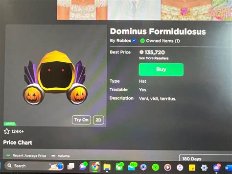 Roblox limited dominus formidulosus(110k value) , 電子遊戲, 遊戲機配件, 遊戲週邊商品 - Carousell