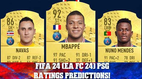 FIFA 24 (EA FC 24) PSG RATINGS PREDICTIONS FT. 🇫🇷 MBAPPE, 🇵🇹 MENDES AND ...