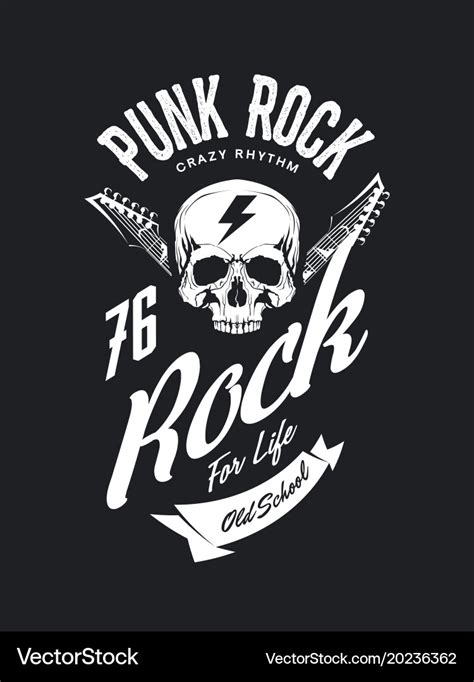 Vintage punk rock t-shirt logo Royalty Free Vector Image