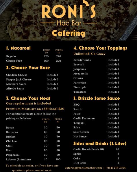 Roni's Mac Bar - Here’s a FIRST LOOK at our Catering menu!...