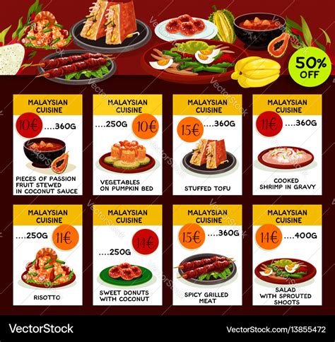 Malaysian Cuisine Restaurant Menu Template Design Stock Vector | My XXX ...