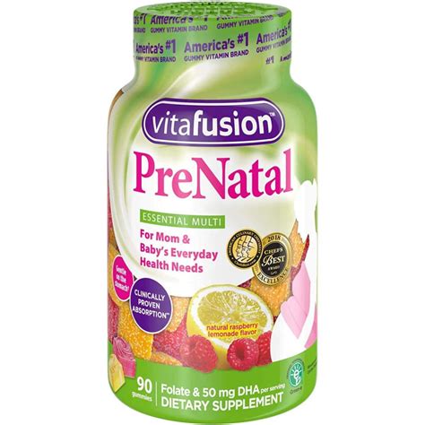 (1) Vitafusion PreNatal Dietary Supplement, Natural Raspberry Lemonade ...