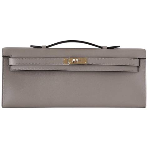 Hermes Kelly Cut Bag Gris Asphalte Gray Clutch Swift Palladium For Sale ...