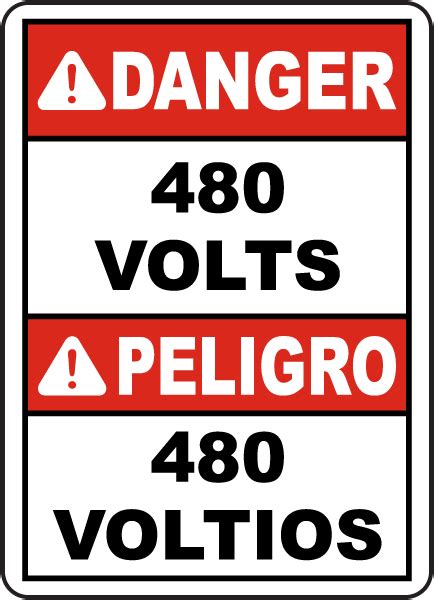 Bilingual Danger 480 Volts Sign E3375BI - by SafetySign.com