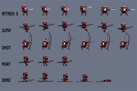 Free Samurai Pixel Art Sprite Sheets Download - CraftPix.net