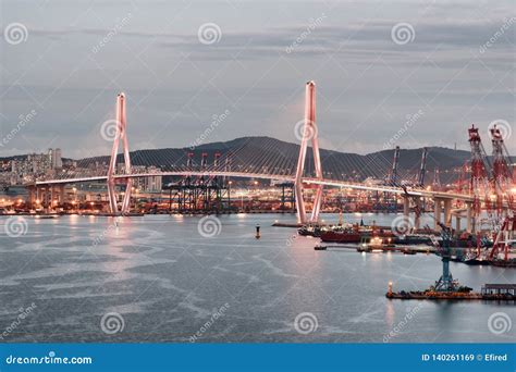 Busan Harbor Bridge and the Port of Busan, South Korea Stock Image ...