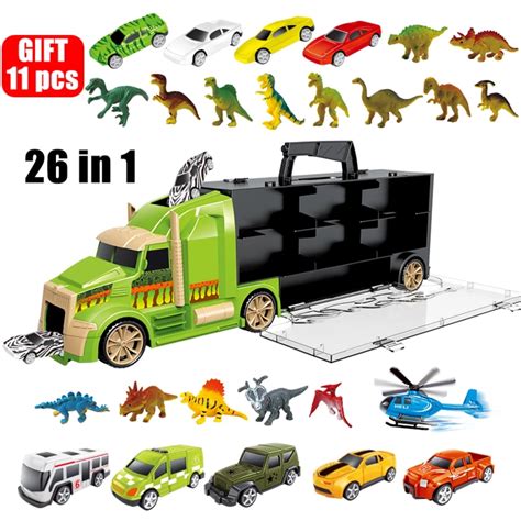 16"Dinosaur Truck Toys-Dinosaur Truck Carrier,26 Pieces Toy Car Carrier,Giant Truck Dinosaur ...