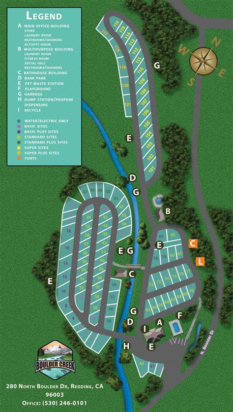 Park Map | Boulder Creek RV Resort - Redding, CA