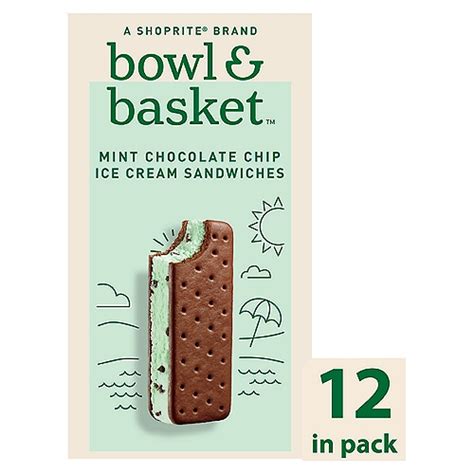 Bowl & Basket Mint Chocolate Chip Ice Cream Sandwiches, 3.5 fl oz, 12 ...