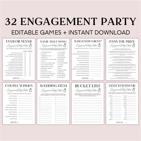 Engagement Party Games Bundle, Editable Engagement Games, Proposal Party, Couples Party Games ...