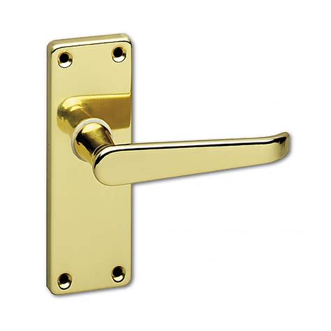 Polished Brass Classic Victorian Plate Mounted Lever Handle