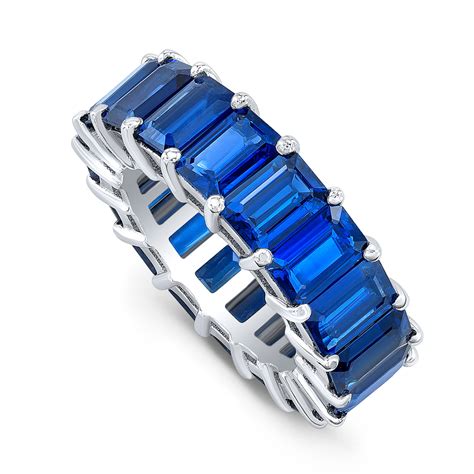 Emerald Cut Blue Sapphire Eternity Band – Alexandra Jules