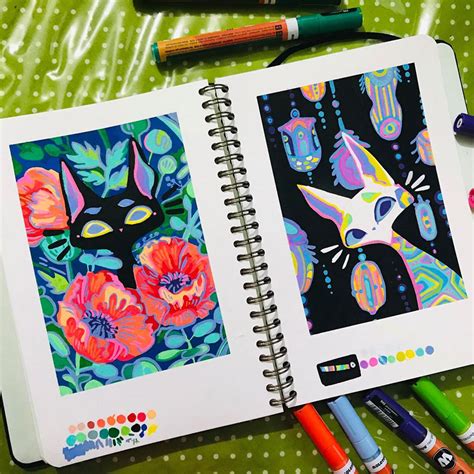 Posca Sketchbook on Behance | Sketch book, Marker art, Art journal inspiration