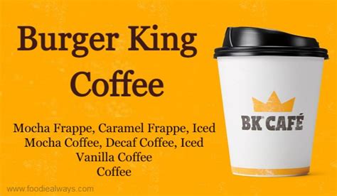 Burger King Coffee Menu | Caramel Frappe | Iced Mocha | Iced Vanilla