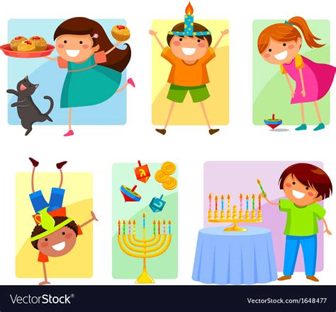 Kids on Hanukkah Royalty Free Vector Image - VectorStock