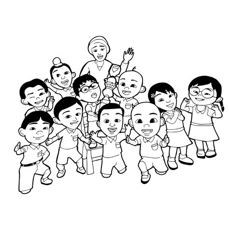 MEWARNAI GAMBAR UPIN IPIN HITAM PUTIH UNTUK DIWARNAI - freewaremini