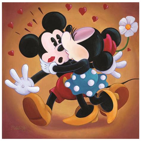 ''Mickey and Minnie Kissing'' Giclée by Michelle St.Laurent | shopDisney | Coppie disney ...