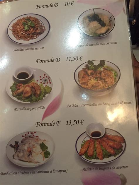 Menu at Phnom Penh Restaurant, Paris