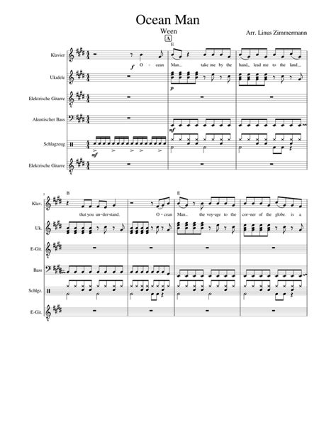 Ocean Man original arrangement Sheet music for Piano, Guitar, Bass guitar, Drum group & more ...