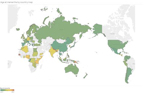 Average age at menarche by country – Dabbling with Data