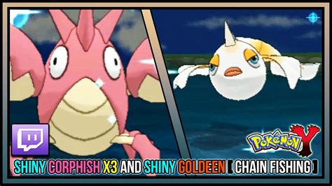 Live Shiny Corphish X3 and Shiny Goldeen Via Chain Fishing | Live Shiny Hunts #19-22 | Pokemon Y ...