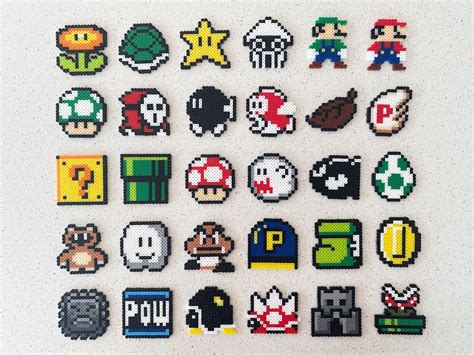 Super Mario Bros Elements Perler Beads Art Nintendo Video Game Can Be ...