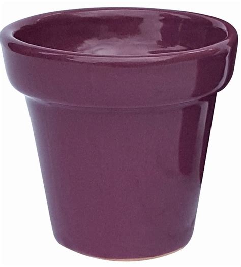 Glazed Purple flowerpot shaped, garden container, small pottery