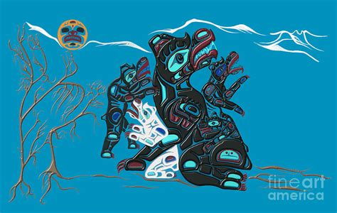 Heiltsuk Spirit Bear Family All That I am I Owe To My mother Digital Art by Fred Anderson jr ...