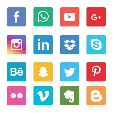 Social Media Icons Set - Download Free Vectors, Clipart Graphics ...