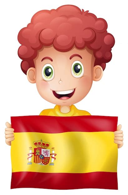 Un niño con bandera española | Vector Premium