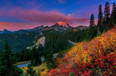 Download Flower Landscape Forest Tree Nature Washington Wood Cloud Moon Fall Road Mountain Mount ...