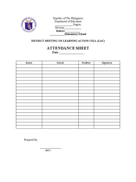 attendance sheet for LAC | PDF