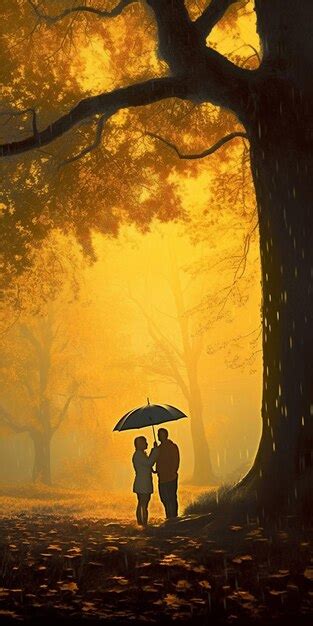 Premium AI Image | A couple under an umbrella in the rain