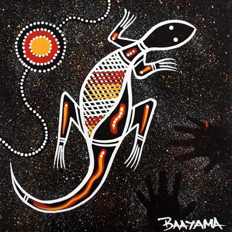 Stephen Hogarth Aboriginal Art Stretched Canvas (20cm x 20cm) - Lizard