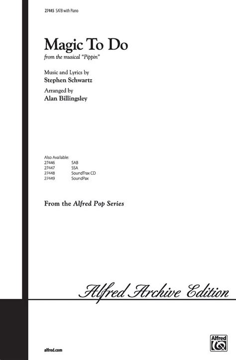 Magic to Do: From the Musical Pippin - SATB: Stephen Schwartz: Choir ...