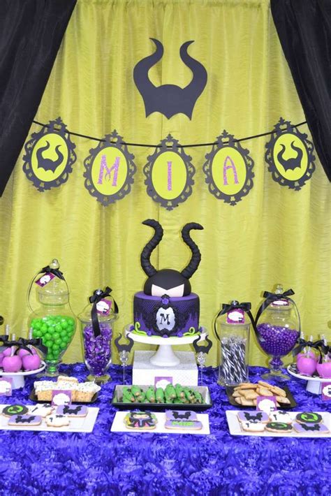 Maleficent Party | CatchMyParty.com Maleficent Birthday Party, Disney Villain Party, Villains ...