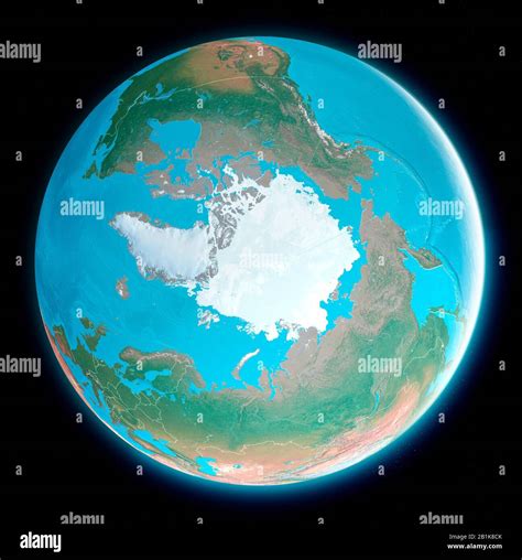 Map of the North Pole. Arctic, ice, melting, climate change. Climate ...