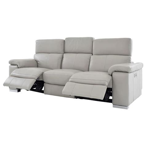 Charlie Light Gray Leather Power Reclining Sofa | El Dorado Furniture