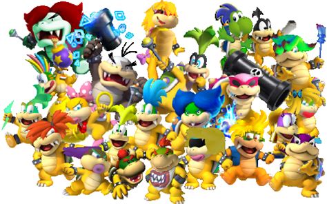 King Bowser's koopalings his kids.OMG they coming back to life. Super Mario, Mario Characters ...