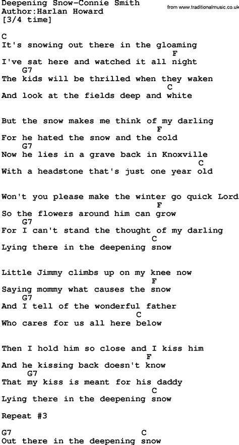 Country Music:Deepening Snow-Connie Smith Lyrics and Chords