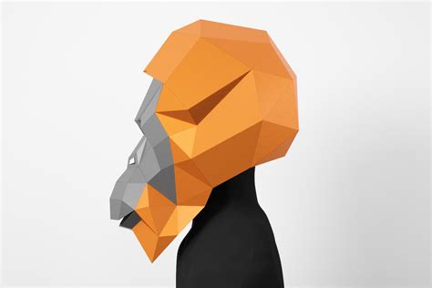 Orangutan Low Poly Mask, DIY Paper Craft Mask Orangutan, PDF Template ...